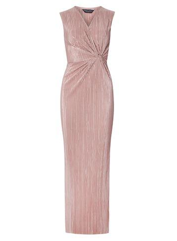 Dorothy Perkins Plisse Blush Knot Front Maxi Dress