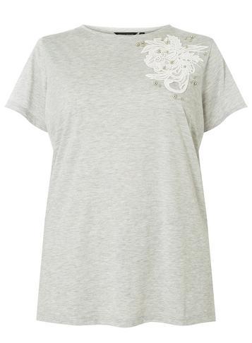 Dorothy Perkins *dp Curve Grey Floral Applique T-shirt