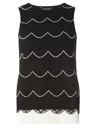 Dorothy Perkins Black Two Tone Lace Shell Top