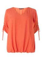 Dorothy Perkins Dp Curve Coral Ruched Sleeve Top