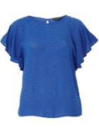 Dorothy Perkins Blue Dobby Flutter Sleeve Top