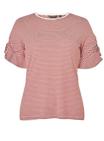 Dorothy Perkins Red And Ivory Striped Drawstring T-shirt