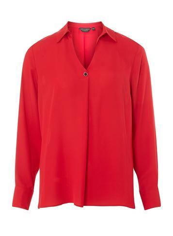 Dorothy Perkins Red One Button Collar Top