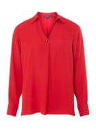 Dorothy Perkins Red One Button Collar Top