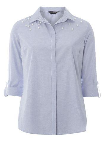Dorothy Perkins Blue And White Stripe Embellished Shirt