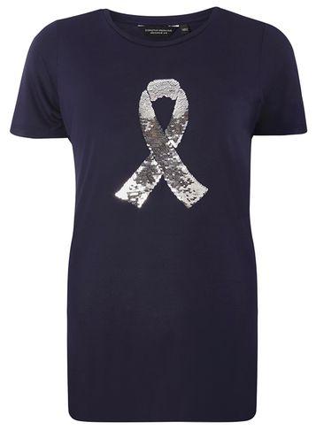Dorothy Perkins Breast Cancer Care Navy Sequin Ribbon Motif Tee