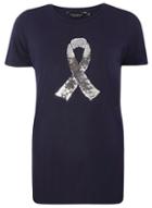 Dorothy Perkins Breast Cancer Care Navy Sequin Ribbon Motif Tee