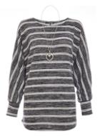 Dorothy Perkins *quiz Grey Striped Necklace Jumper