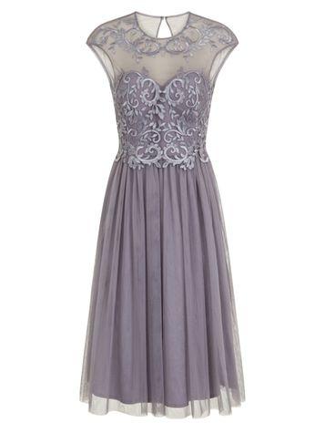 Dorothy Perkins *little Mistress Purple Lace Skater Dress