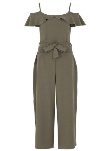 Dorothy Perkins *quiz Khaki Crepe Bardot Jumpsuit