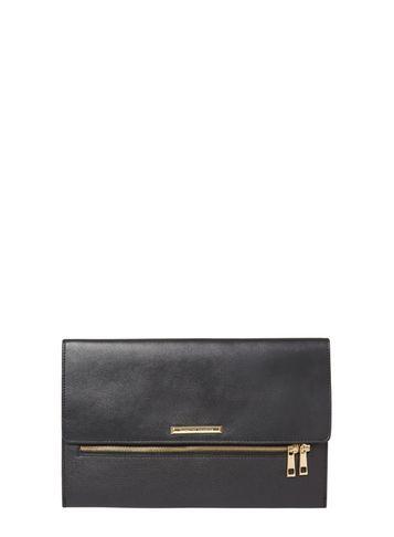 Dorothy Perkins Black Double Zip Clutch Bag
