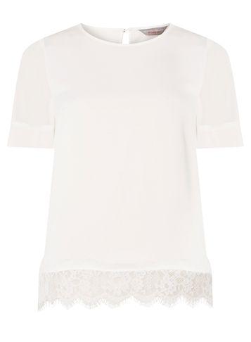 Dorothy Perkins Petite Ivory Lace Hem Top