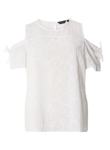 Dorothy Perkins Ivory Tie Sleeve Broderie Top