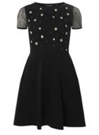 Dorothy Perkins Black Floral Mesh Fit And Flare Dress