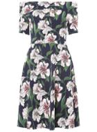 Dorothy Perkins Navy And Pink Floral Bardot Dress