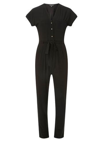 Dorothy Perkins Black Button Through Interlock Twist Yarn Jumpsuit