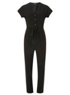Dorothy Perkins Black Button Through Interlock Twist Yarn Jumpsuit