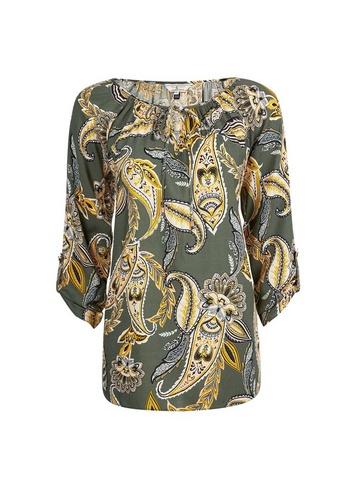 *billie & Blossom Tall Paisley Tie Neck Top