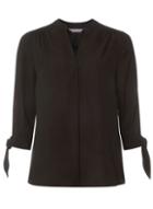 Dorothy Perkins Petite Black Tie Sleeve Shirt