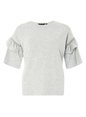 Dorothy Perkins Grey Embellished Frill Sleeve Top