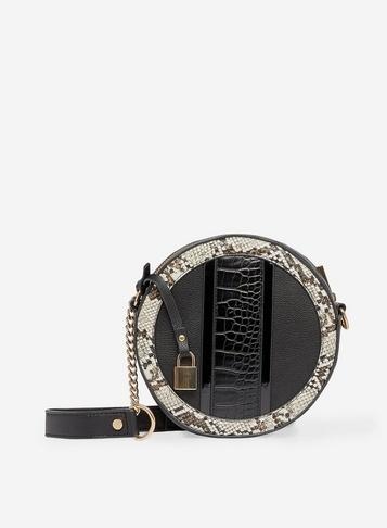Dorothy Perkins Black Panelled Circle Cross Body Bag