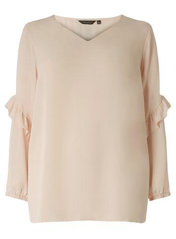 Dorothy Perkins Dp Curve Blush V-neck Blouse