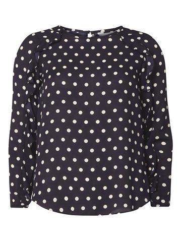 Dorothy Perkins Petite Navy Spot Frill Sleeve Blouse