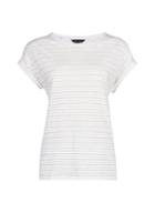 Dorothy Perkins Ivory Glitter Stripe Print Roll Sleeve T-shirt