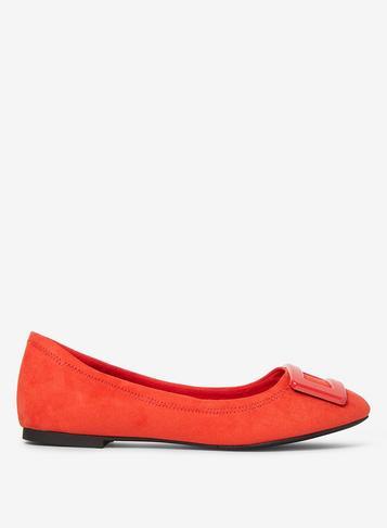 Dorothy Perkins Red Portia Buckled Ballerina Pumps