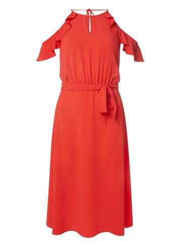 Dorothy Perkins Petite Pink Ruffle Midi Dress