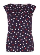 Dorothy Perkins *billie & Blossom Navy Heart Print Shell Top