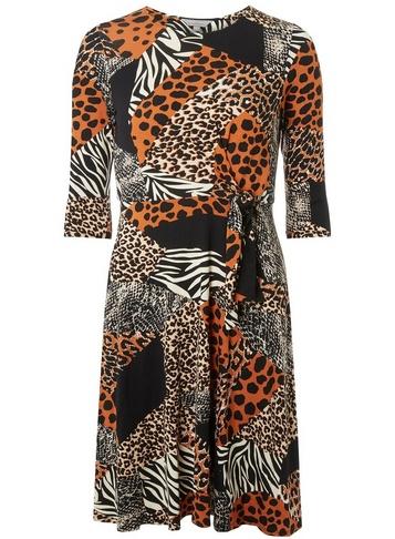 Dorothy Perkins Petite Orange Animal Print Jersey Dress