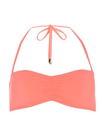 Dorothy Perkins Coral Plain Bandeau Bikini Top