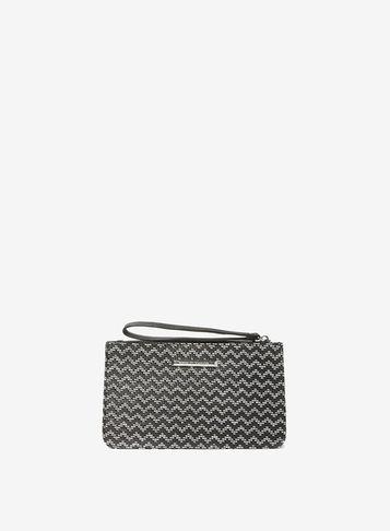 Dorothy Perkins Monochrome Weave Zip Top Wristlet