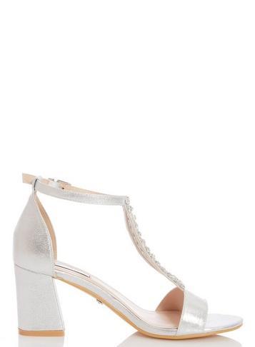 *quiz Bridal Silver T-bar Sandals