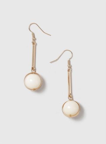 Dorothy Perkins Gold Bar Ball Drop Earrings