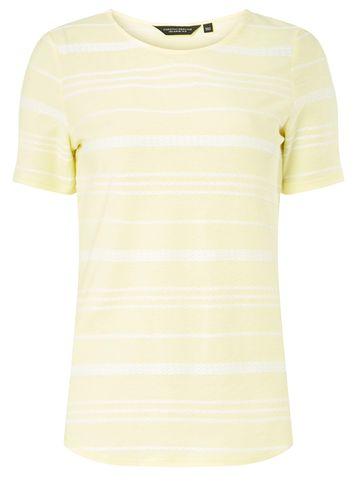 Dorothy Perkins Lemon Textured Stripe T-shirt