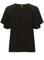 Dorothy Perkins Black Studded Frill Sleeve Top