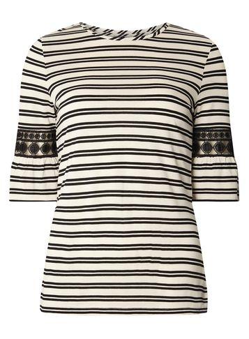 Dorothy Perkins Ivory Stripe Flutter Sleeve Top