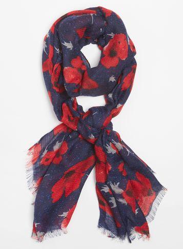 Dorothy Perkins Navy Poppy Scarf