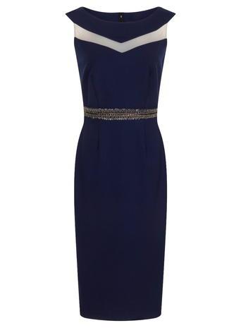Dorothy Perkins *little Mistress Navy Bardot Dress