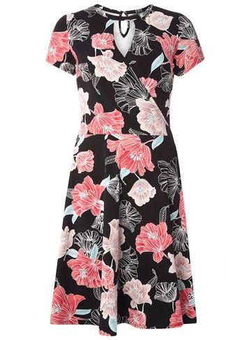 Dorothy Perkins *tall Black Flower Keyhole Dress