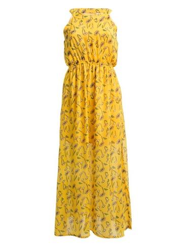 *tenki Yellow Floral Print Maxi Dress