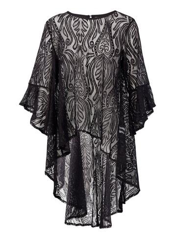 *izabel London Black Lace Longline Blouse