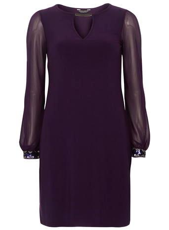Dorothy Perkins Purple Embellished Cuff Dress