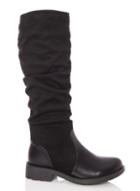 *quiz Black Faux Suede Ruched Knee Boots