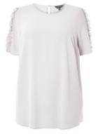 Dorothy Perkins Dp Curve Silver Ruffle Shoulder Top