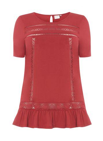 Dorothy Perkins *juna Rose Curve Red Frill Sleeve Top