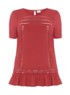 Dorothy Perkins *juna Rose Curve Red Frill Sleeve Top
