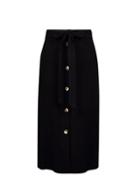 Dorothy Perkins Black Linen Button Midi Skirt